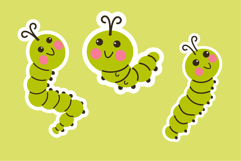 Caterpillar sticker set bright cartoon insects pack Product Image 6