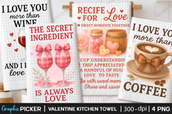 Valentine Kitchen Towel PNG Bundle, Valentine Sublimation Product Image 5
