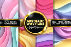 Abstract Wavy Lines Digital Papers - 04 Variations Product Image 1