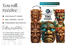 Tiki Mask totem Cliparts, Polynesian Art, Tiki bar, hawaiian Product Image 2
