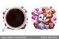 Valentines Bear Coaster. Valentines Bunny Coaster Design Product Image 1
