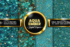 Aquamarine Ember Digital Papers - 04 Variations Product Image 1