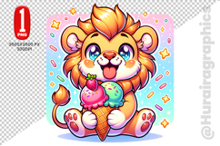Cute Lion Clipart - PNG File Product Image 2
