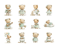 Nursery Teddy Bear Clipart PNG Set Product Image 3