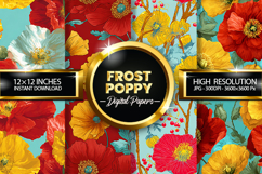 Aqua Frost Poppy Digital Papers - 04 Variations Product Image 1