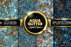 Aqua Glitter Digital Papers - 04 Variations Product Image 1