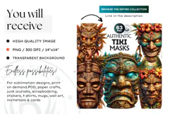 Tiki Mask totem Cliparts, Polynesian Art, Tiki bar, hawaiian Product Image 2
