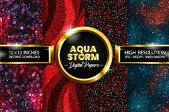 Aqua Storm Digital Papers - 04 Variations Product Image 1