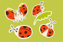 Ladybug sticker set bright cartoon insects pack Product Image 5