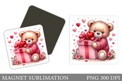 Valentines Bear Magnet Design. Valentine Magnet Sublimation Product Image 1