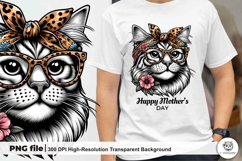 Stylish Cat Mom Illustration Bundle Mother&#039;s Day Sublimation Product Image 5