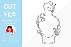 Floral perfume bottle Line Art Cut File Product Image 1