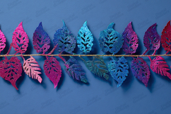 Bold Glitter Leaf Garland Border Pink and Blue Ornament Product Image 1