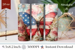 Butterfly Tumbler Wrap, Floral Tumbler Sublimation Design Product Image 1