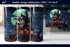 Halloween tumbler wrap, Haunted house, dark tumbler 20oz Product Image 1