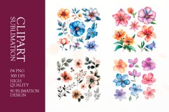 Watercolor floral clipart sublimation png Product Image 1