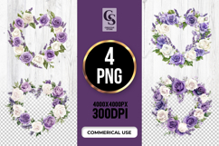 Purple Lavender Rose Heart Clipart Sublimation PNG Product Image 1