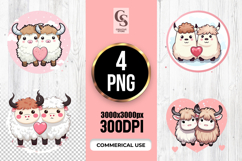 Cute Highland Cow Couple Illustration Clipart PNG Product Image 1
