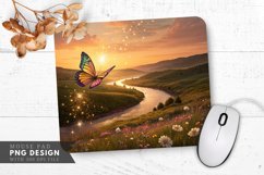 Enchanted Sunset A Butterfly's Journey Mouse Pad PNG Design Product Image 1