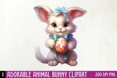 Adorable Animal Bunny Clipart, Watercolor Clipart Product Image 1