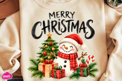 Watercolor Merry Christmas Snowman PNG, Funny Christmas PNG Product Image 1