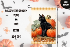 Vintage Halloween Black Cat Garden Flag, Welcome Garden Flag Product Image 1