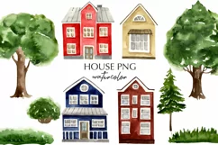 Watercolor houses clipart. house illustration,hand drawing Product Image 1