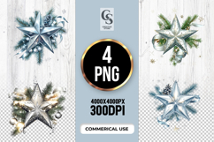 Silver Pine Star Clipart Sublimation PNG Product Image 1