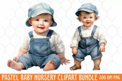 Pastel Baby Nursery Clipart Big, Baby Boy Elephant Clipart Product Image 1