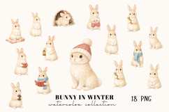 Winter Bunny Watercolor Clipart Product Image 1