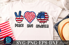 Peace Love America SVG. 4th July Sunflower SVG Product Image 2