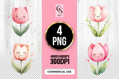 Cute Watercolor Tulip Flower Clipart Sublimation PNG Product Image 1