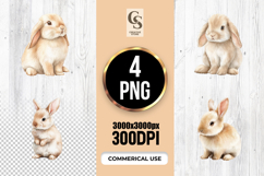 Cute Beige Baby Bunny Watercolor Clipart Sublimation PNG Product Image 1