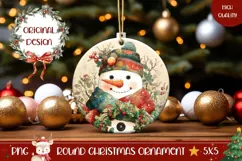 Cartoon Snowman Round Ornament, Christmas Ornament PNG Product Image 1