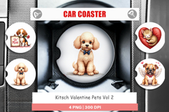 Kitsch Valentine Pets Car Coaster Product Image 1