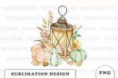 Watercolor Thanksgiving lantern sublimation png Product Image 1