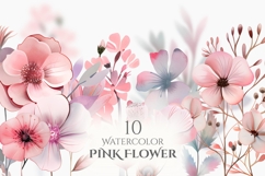 Pink Wildflower Decoration Clipart PNG, Watercolor Flower Product Image 1
