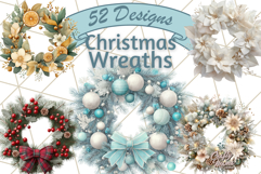 Christmas Wreath Clipart, Holiday Greenery PNG Illustrations Product Image 1