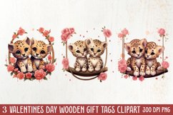 Valentine Animal On Swings Clipart, Valentine Animal Clipart Product Image 1