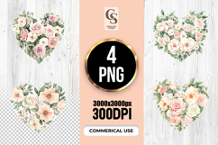 Romantic Floral Heart Clipart Sublimation PNG Product Image 1