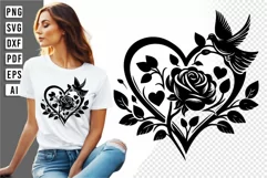 Love Heart Rose SVG, Floral Heart SVG, Wedding SVG Product Image 1