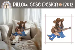 Cowboy Girl Pillow Template, Cowboy Pillow, Cowboy PNG Product Image 1