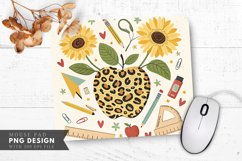 Whimsical Leopard Apple Sunflowers School Tools Mouse Pad Product Image 1
