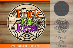 Trick or Treat Round Door Hanger Sign SVG Laser Cut Files Product Image 1