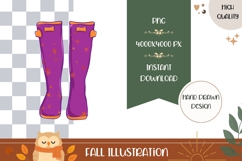 Hand Drawn Fall Illustration, Cartoon Rubber Boots PNG Product Image 1
