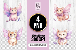 Watercolor Fairy Cat Clipart Sublimation PNG Product Image 1
