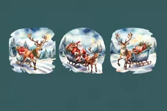 Santa's Reindeer cliparts. 3 PNG sublimation Product Image 2