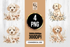 Watercolor Cute Puppy Illustration Clipart Sublimation PNG Product Image 1