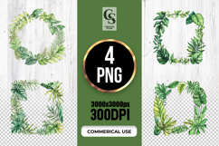 Watercolor Tropical Leaf Frame Clipart Sublimation PNG Product Image 1