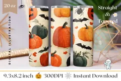 Cartoon Halloween Pumpkin Tumbler, Halloween Bats Tumbler Product Image 1